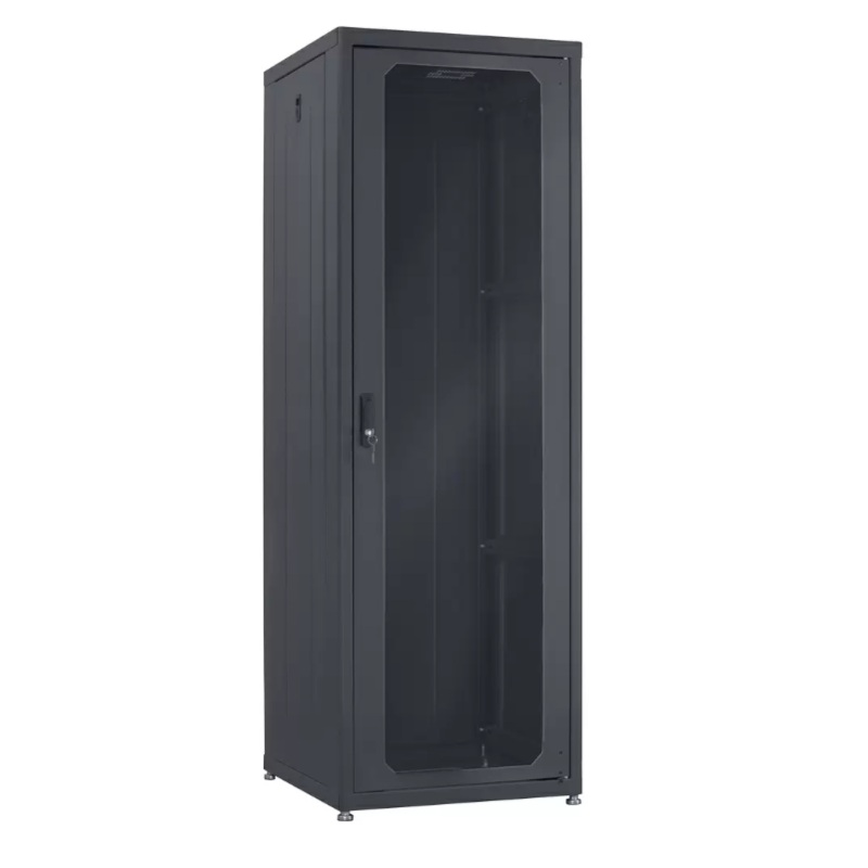 Lowell LDR-3524 Designer AV Rack with Tempered Glass Door – 35U x 24″D