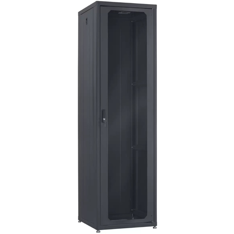 Lowell LDR-4224 Designer AV Rack with Tempered Glass Door – 42U x 24″D