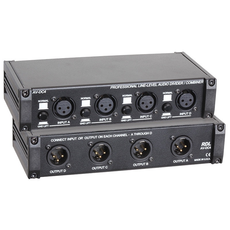 RDL AV-DC4 Line Level Audio Divider/Combiner with Ground Lift