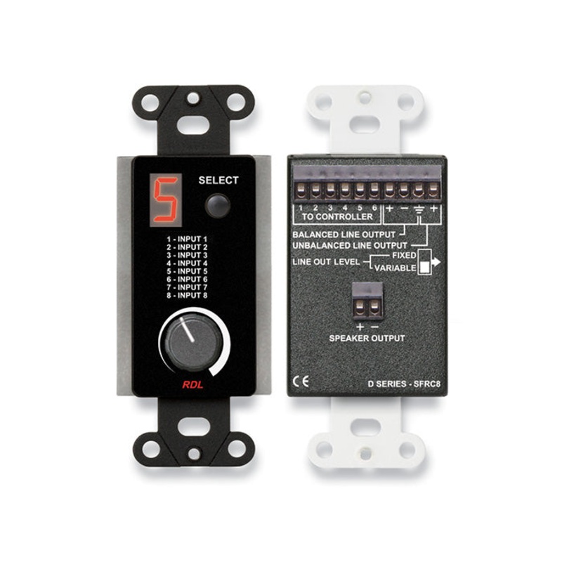 RDL DB-SFRC8 Room Control Station Wall Plate for SourceFlex Distributed Audio System