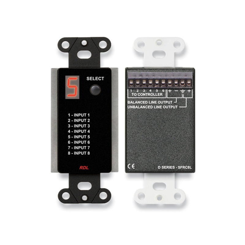 RDL DB-SFRC8L Audio Selector Wall Plate for SourceFlex Distributed Audio Systems