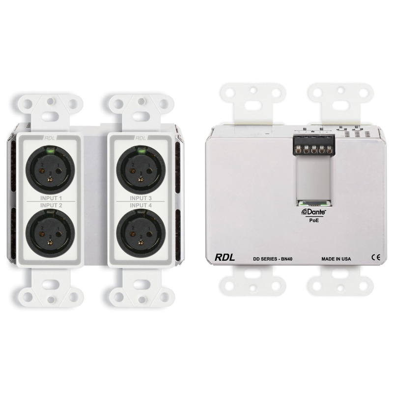 RDL DD-BN40 Wall Mounted Bi Directional Microphone Line with Dante Interface – 4×2