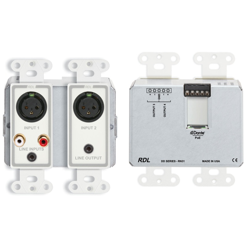 RDL DD-RN31 Wall Mounted Bi Directional Microphone Line with Dante Interface – 4×4