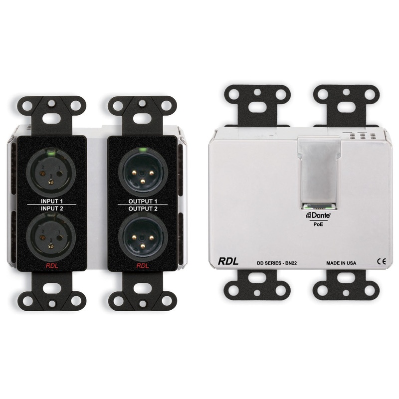RDL DDB-BN22 Wall Mounted Bi Directional Microphone Line with Dante – 2×2