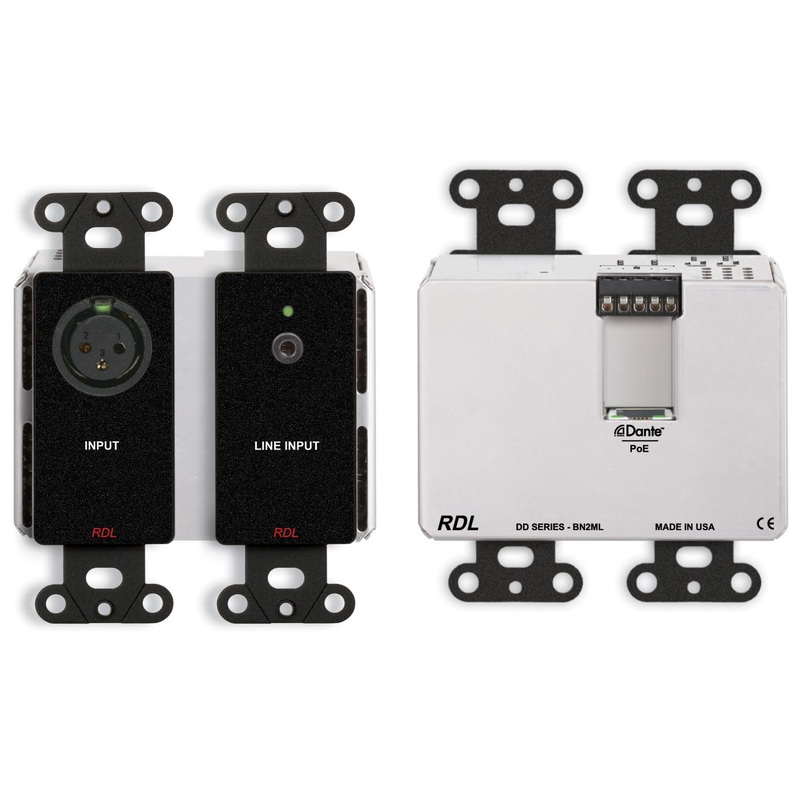 RDL DDB-BN2ML Wall Mounted Bi Directional Microphone Line with Dante Interface – 2×2