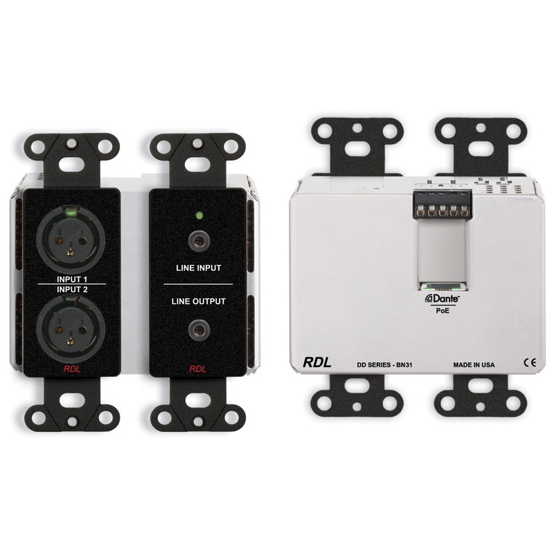 RDL DDB-BN31 Wall Mounted Bi Directional Microphone Line with Dante Interface – 4×4