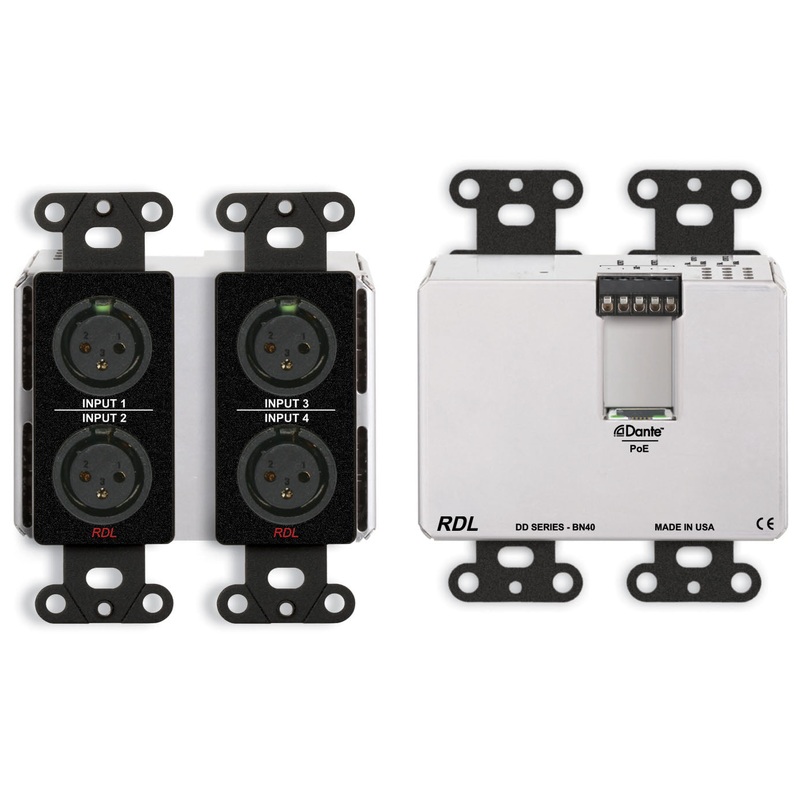 RDL DDB-BN40 Wall Mounted Bi Directional Microphone Line with Dante Interface – 4×2