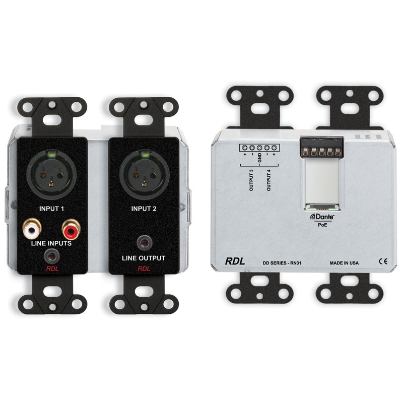 RDL DDB-RN31 Wall Mounted Bi Directional Microphone Line with Dante Interface – 4×4