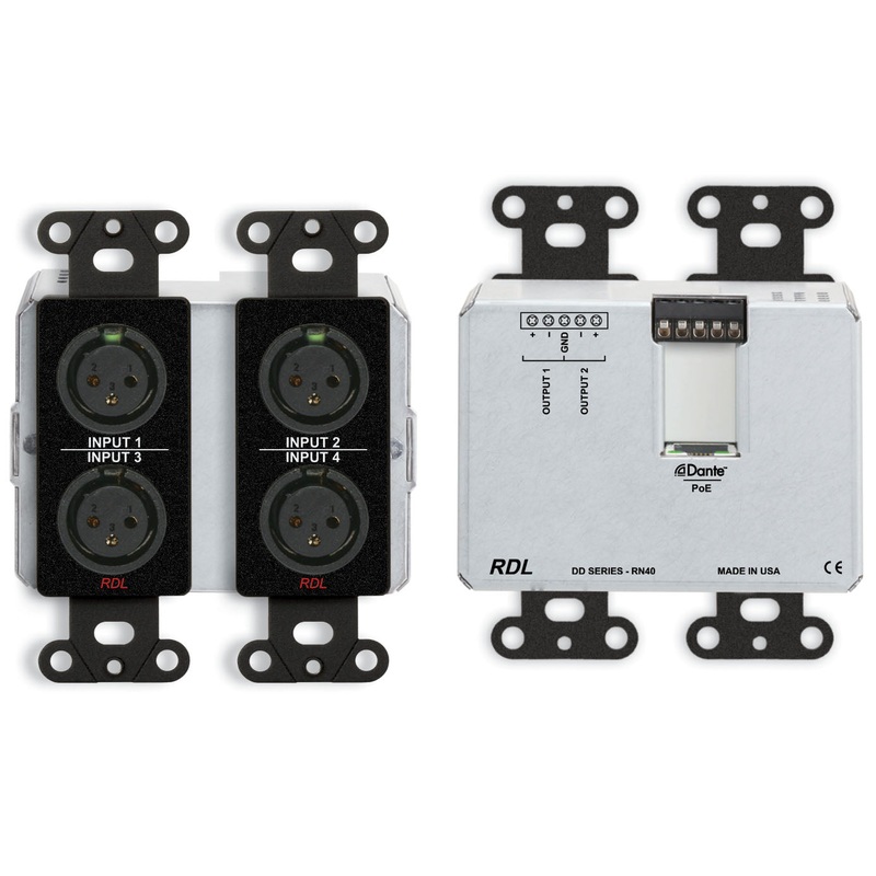RDL DDB-RN40 Wall Mounted Bi Directional Microphone Line with Dante Interface – 4×2