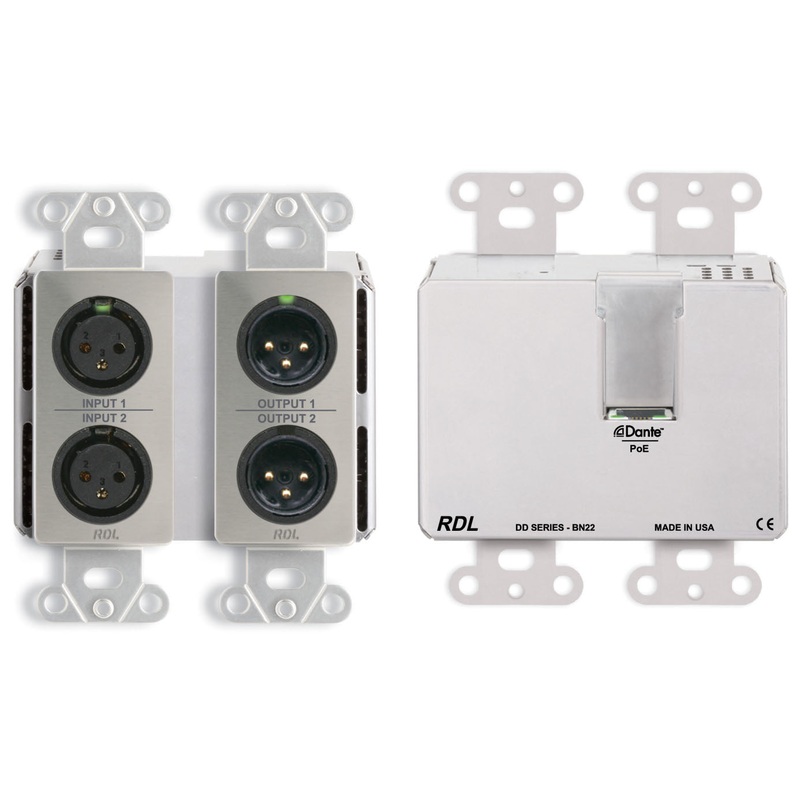RDL DDS-BN22 Wall Mounted Bi Directional Microphone Line with Dante Interface – 2×2