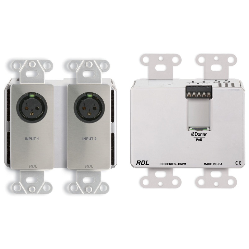RDL DDS-BN2M Wall Mounted Bi Directional Microphone Line with Dante Interface – 2×2