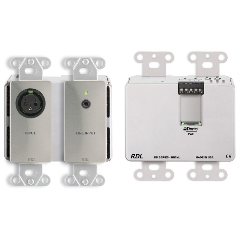 RDL DDS-BN2ML Wall Mounted Bi Directional Microphone Line with Dante Interface – 2×2