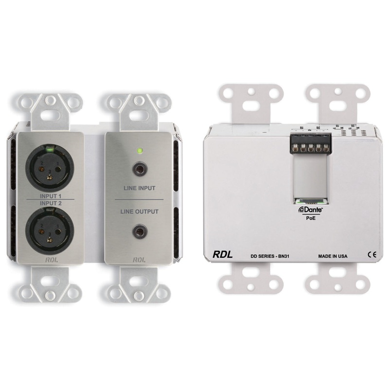 RDL DDS-BN31 Wall Mounted Bi Directional Microphone Line with Dante Interface – 4×4