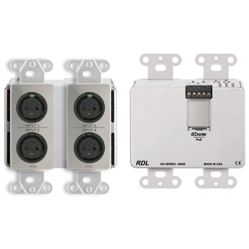 RDL DDS-BN40 Wall Mounted Bi Directional Microphone Line Dante with Interface – 4×2