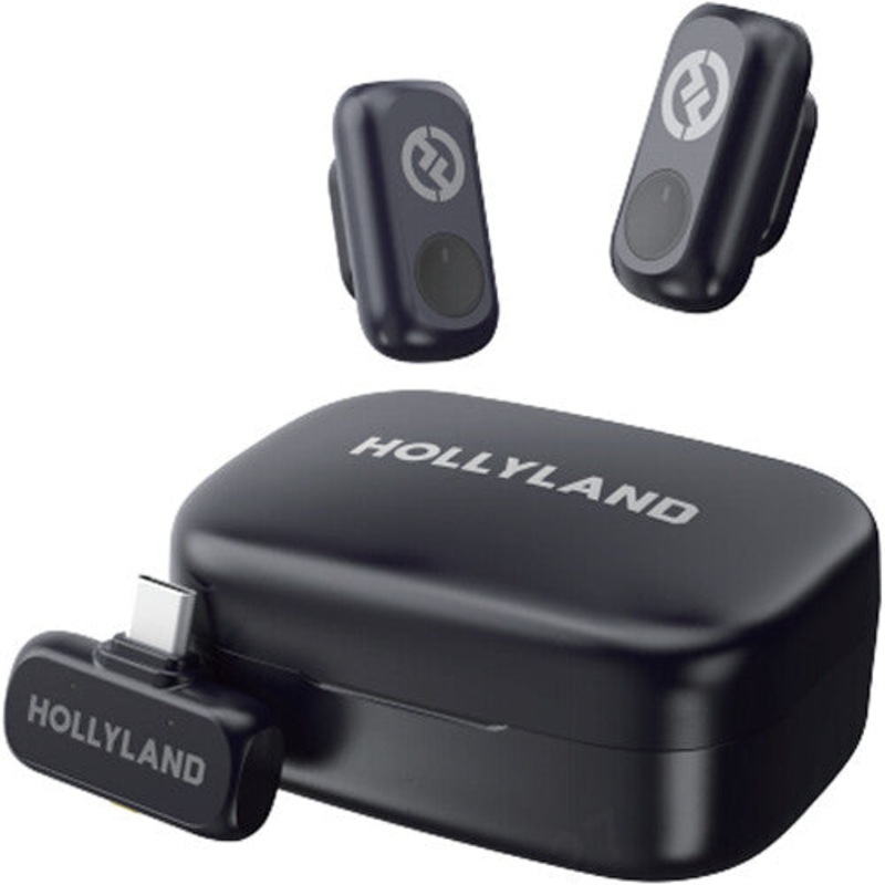 Hollyland LARK A1 DUO 2-Person Wireless Microphone System with USB-C Connector for Mobile Devices (Space Gray) – 2.4 GHz