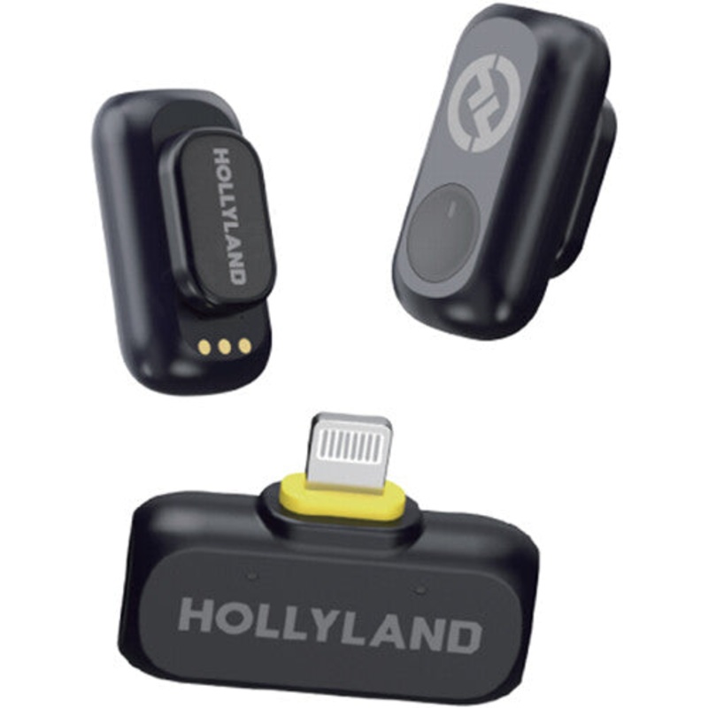 Hollyland LARK A1 Mini Duo 2-Person Wireless Microphone System with Lightning Connector for iOS Devices (Space Gray) – 2.4 GHz