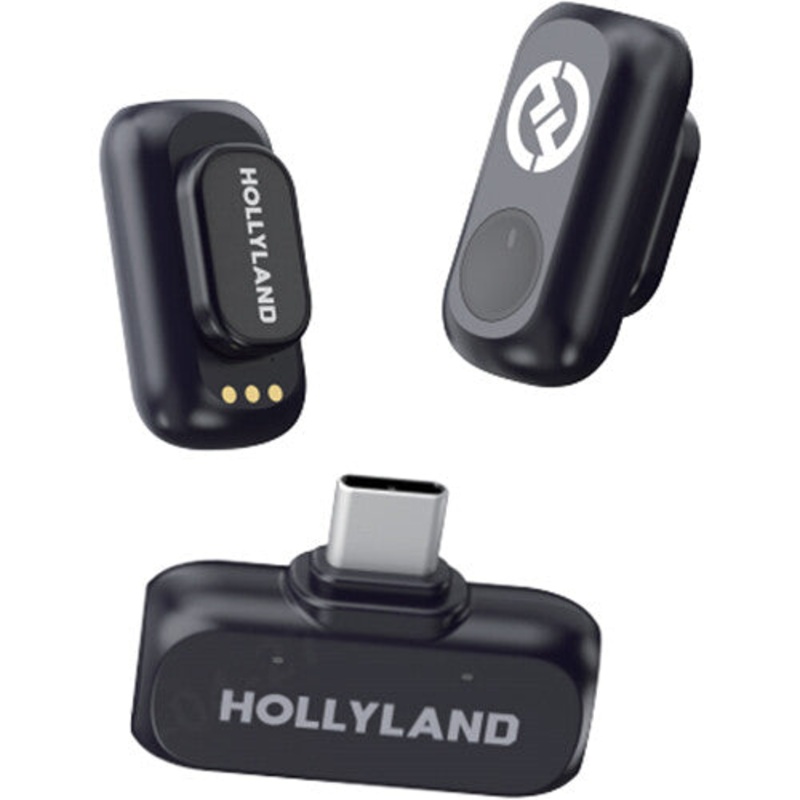 Hollyland LARK A1 MINI DUO 2-Person Wireless Microphone System with USB-C Connector for Mobile Devices (Space Gray) – 2.4 GHz
