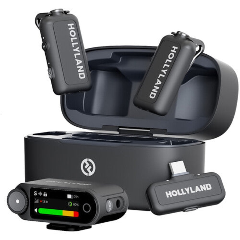 Hollyland LARK MAX 2 COMBO 2-People Wireless Microphone System for Cameras and Mobile Devices (Space Gray) – 2.4 GHz