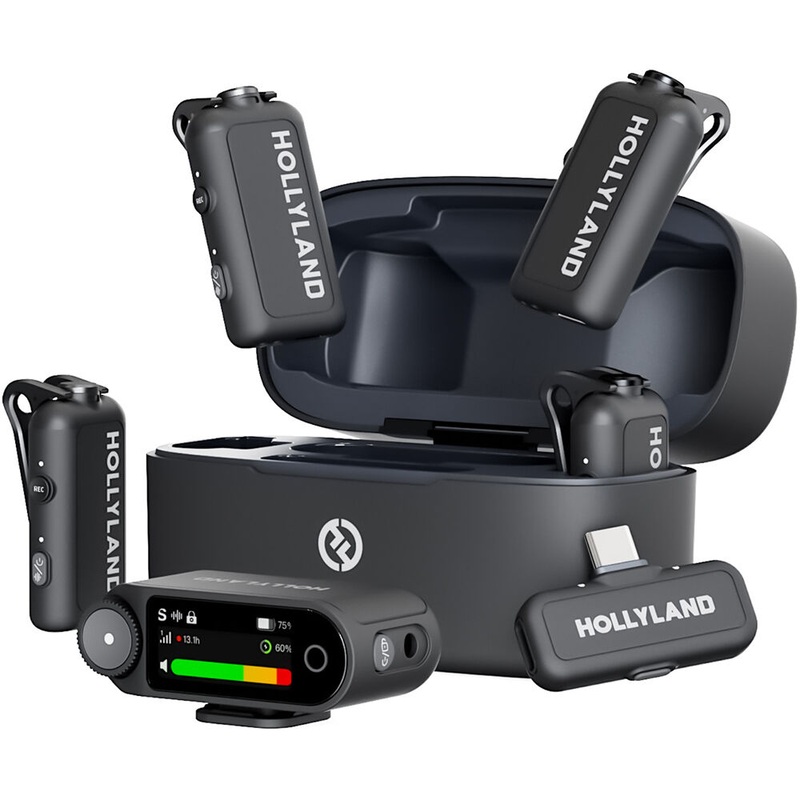 Hollyland LARK MAX 2 COMBO 4-Person Wireless Microphone System for Cameras and Mobile Devices (Space Gray) – 2.4 GHz