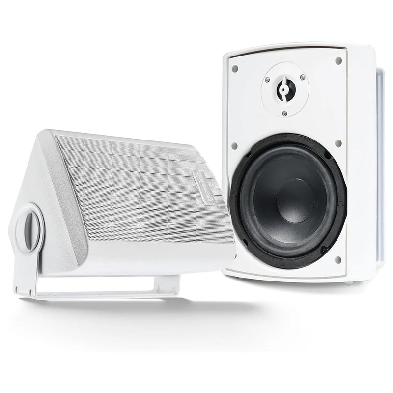 Gemini GHSI-W400BT-PR-WHT Waterproof Bluetooth Outdoor Wall Speakers (White) – 4″
