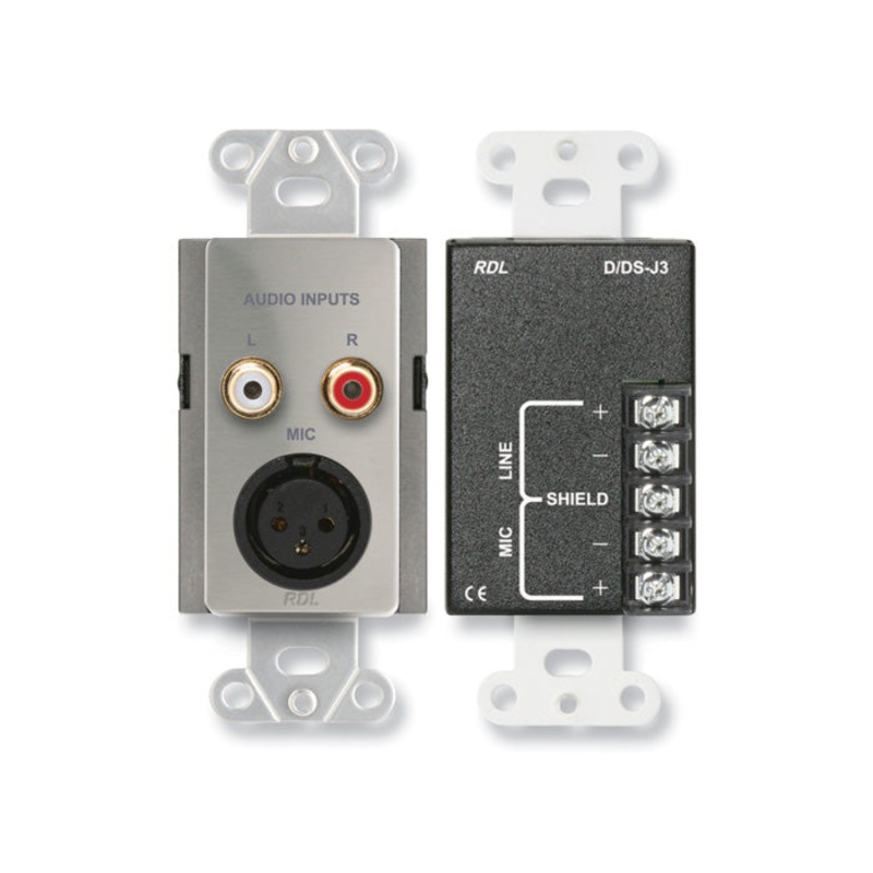 RDL DS-J3 Microphone Line Input Assembly Wall Plate