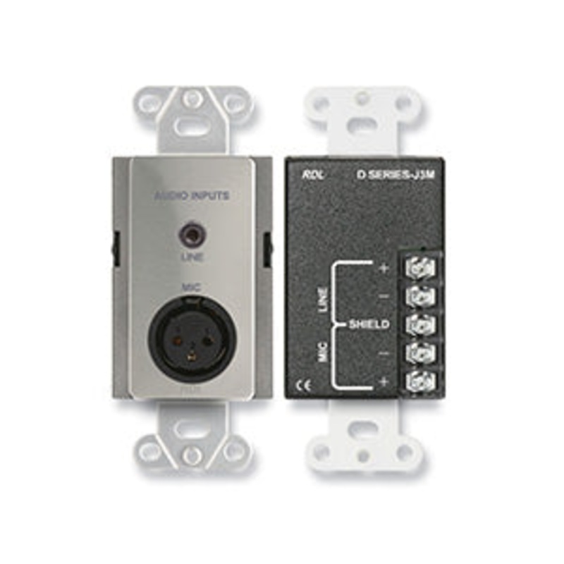 RDL DS-J3M Microphone Line Input Assembly Wall Plate