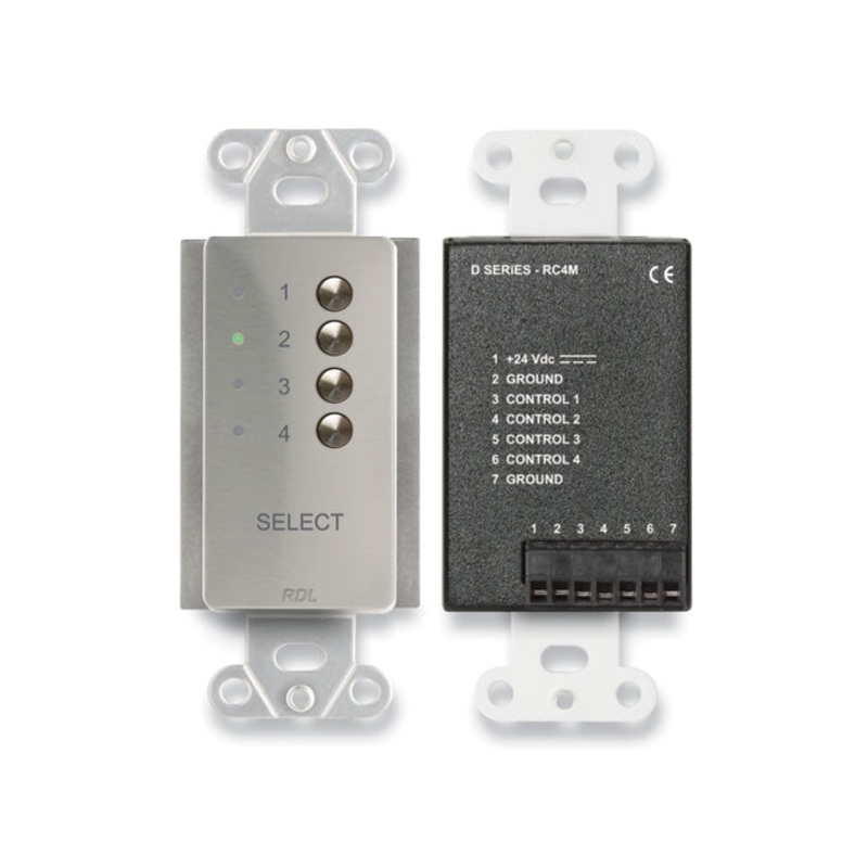 RDL DS-RC4M 4 Channel Remote Control Wall Plate