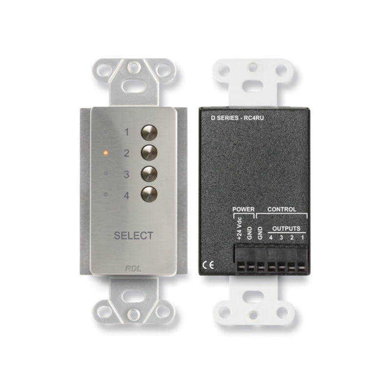 RDL DS-RC4RU 4 Channel Remote Control Wall Plate for RACK-UP System