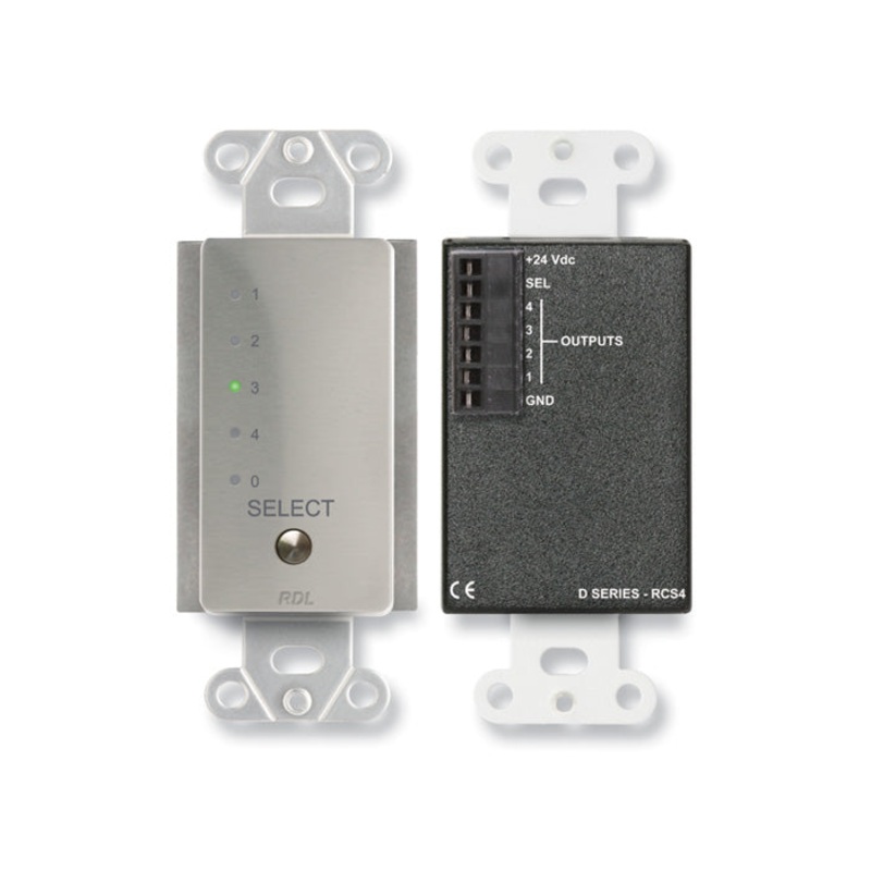 RDL DS-RCS4 Remote Channel Selector Wall Plate for RU-SX4A
