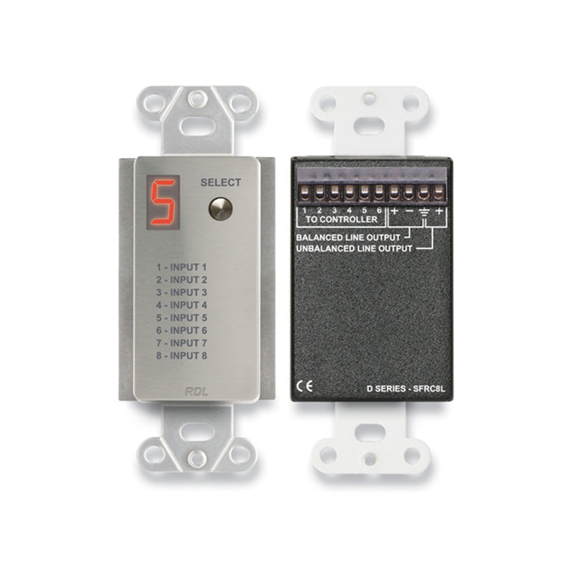 RDL DS-SFRC8L Audio Selector Wall Plate for SourceFlex Audio System