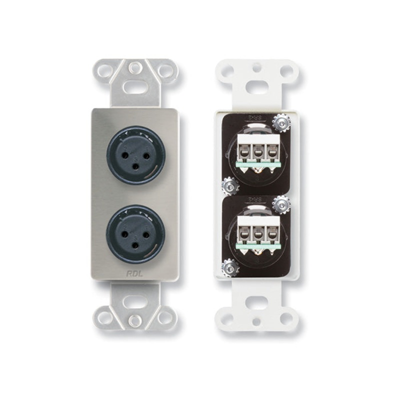 RDL DS-XLR2F Dual XLR 3 Pin Female Jack Wall Plate