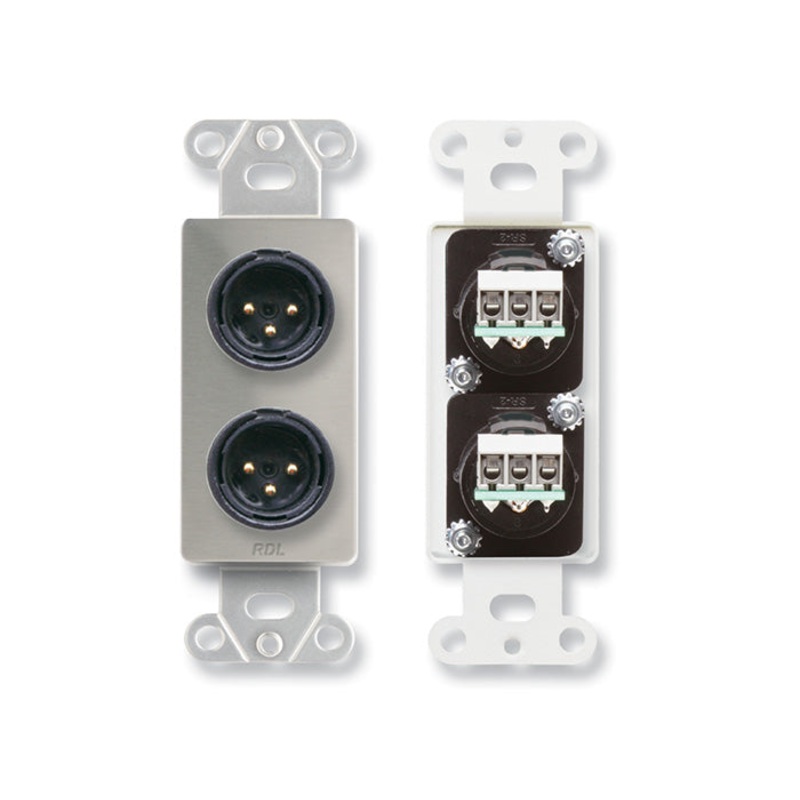 RDL DS-XLR2M Dual XLR 3 Pin Male Jack Wall Plate