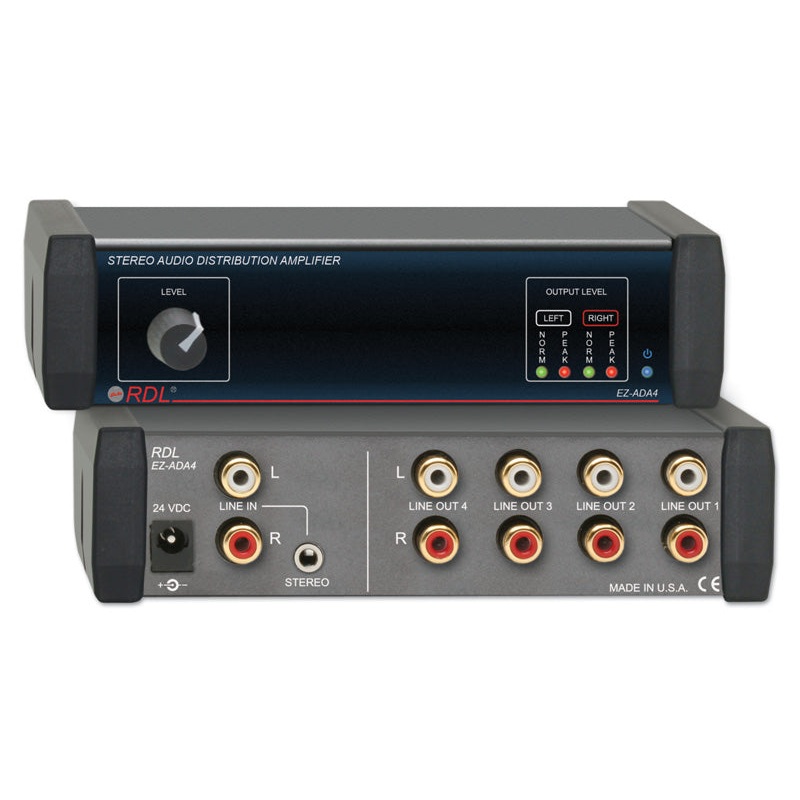 RDL EZ-ADA4 Stereo Audio Distribution Amplifier – 1×4