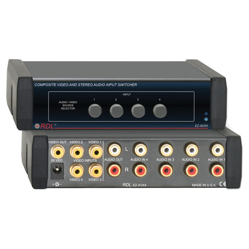 RDL EZ-AVX4 Composite Video and Stereo Audio Input Switcher – 4X1