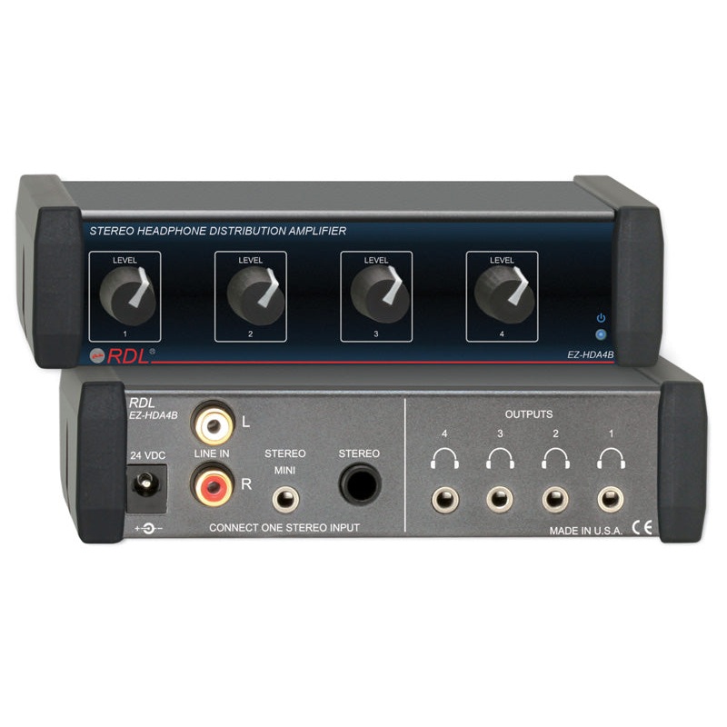RDL EZ-HDA4B Stereo Headphone Distribution Amplifier