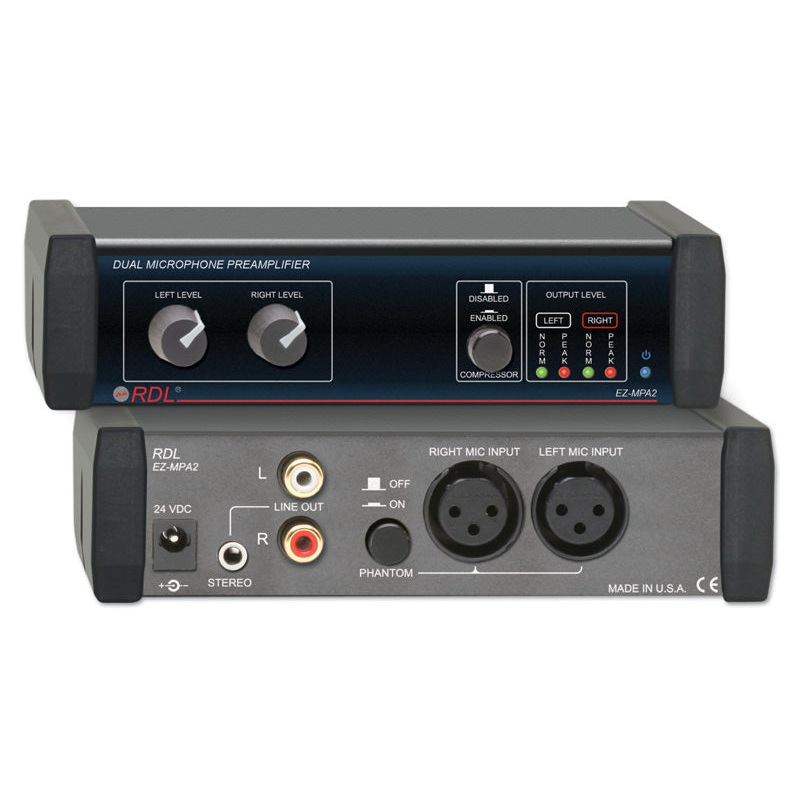 RDL EZ-MPA2 Stereo Output with Compressor Dual Microphone Preamplifier
