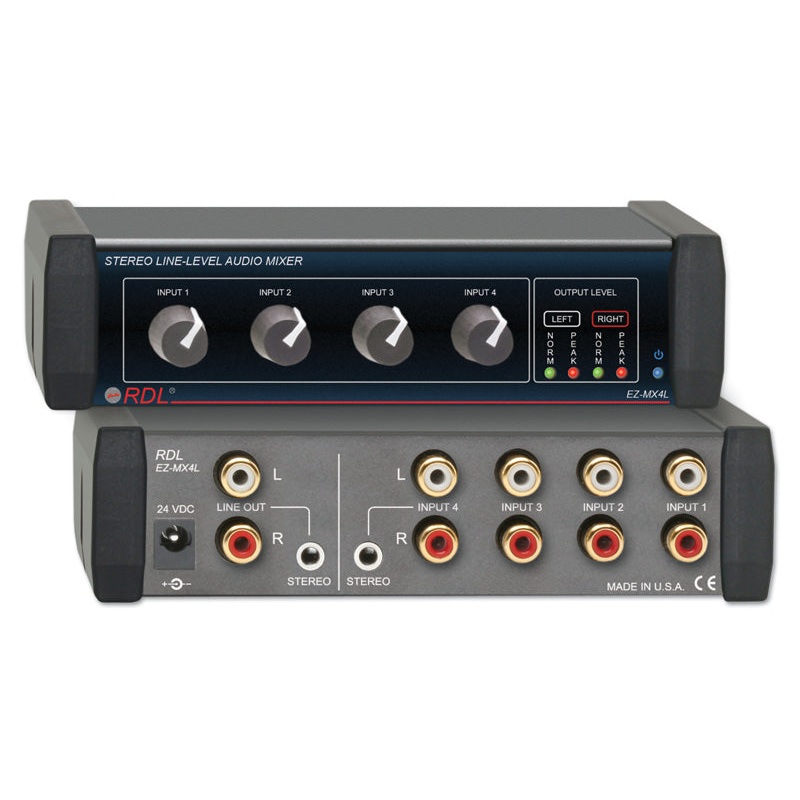 RDL EZ-MX4L Audio Mixer Stereo Line-Level – 4×1