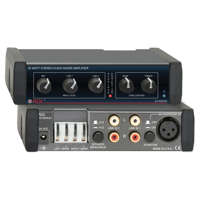 RDL EZ-MXA20 Stereo Audio Mixer – 20W