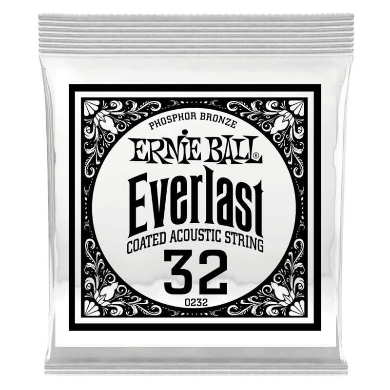 Ernie Ball 10232EB 6-Pack Everlast Coated Phosphor Bronze Acoustic Guitar Strings – 0.032