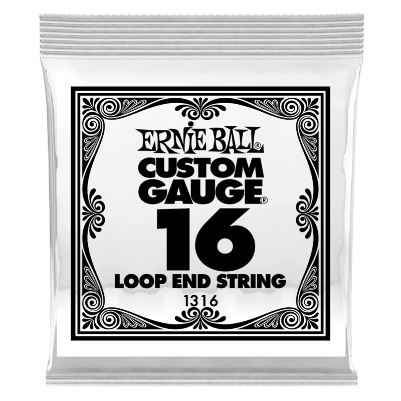 Ernie Ball 1316EB 6-Pack Loop End Stainless Steel Plain Banjo or Mandolin Guitar Strings – 0.016