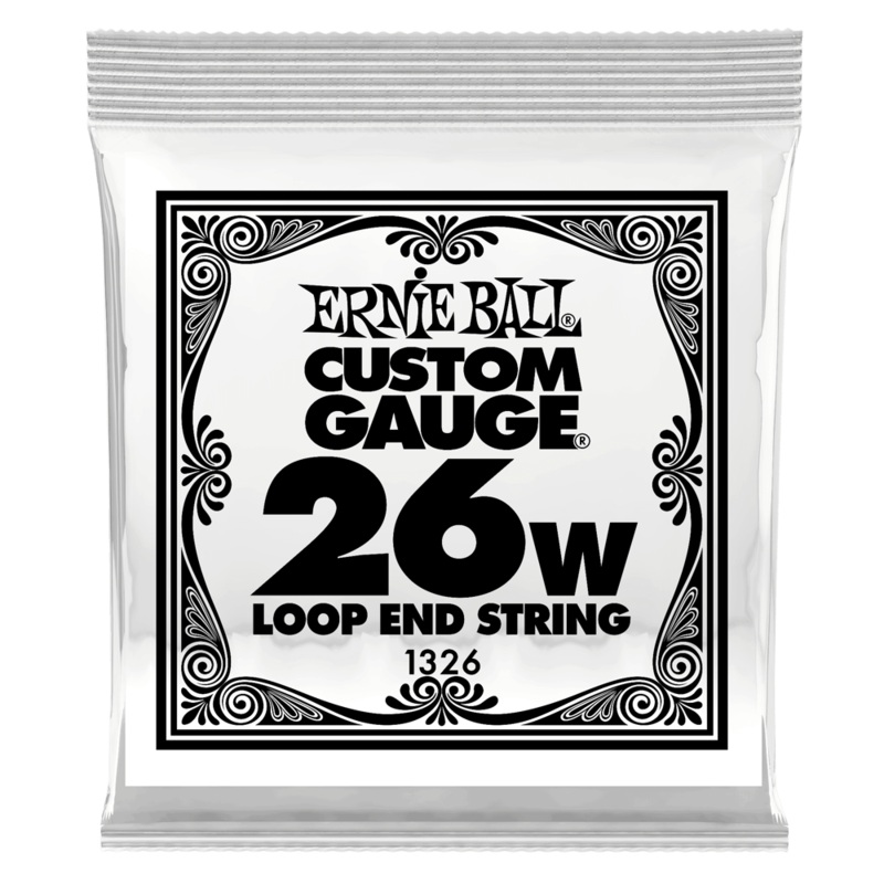 Ernie Ball 1326EB 6-Pack Loop End Stainless Steel Plain Banjo or Mandolin Guitar Strings – 0.026