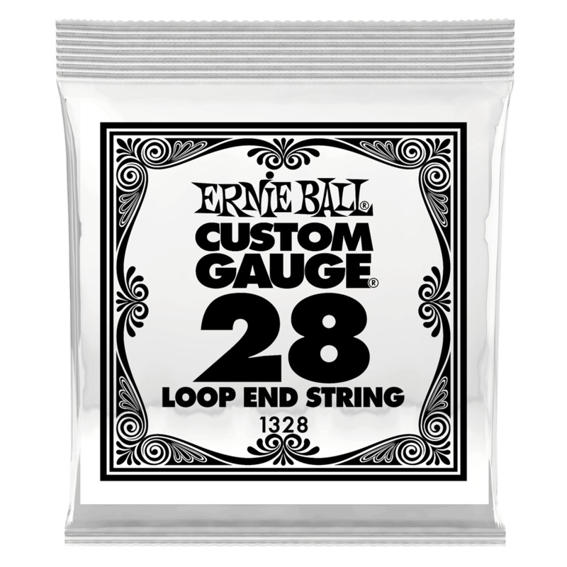 Ernie Ball 1328EB 6-Pack Loop End Stainless Steel Plain Banjo or Mandolin Guitar Strings – 0.028