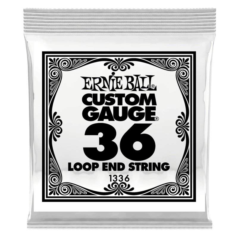 Ernie Ball 1336EB 6-Pack Loop End Stainless Steel Plain Banjo or Mandolin Guitar Strings – 0.036