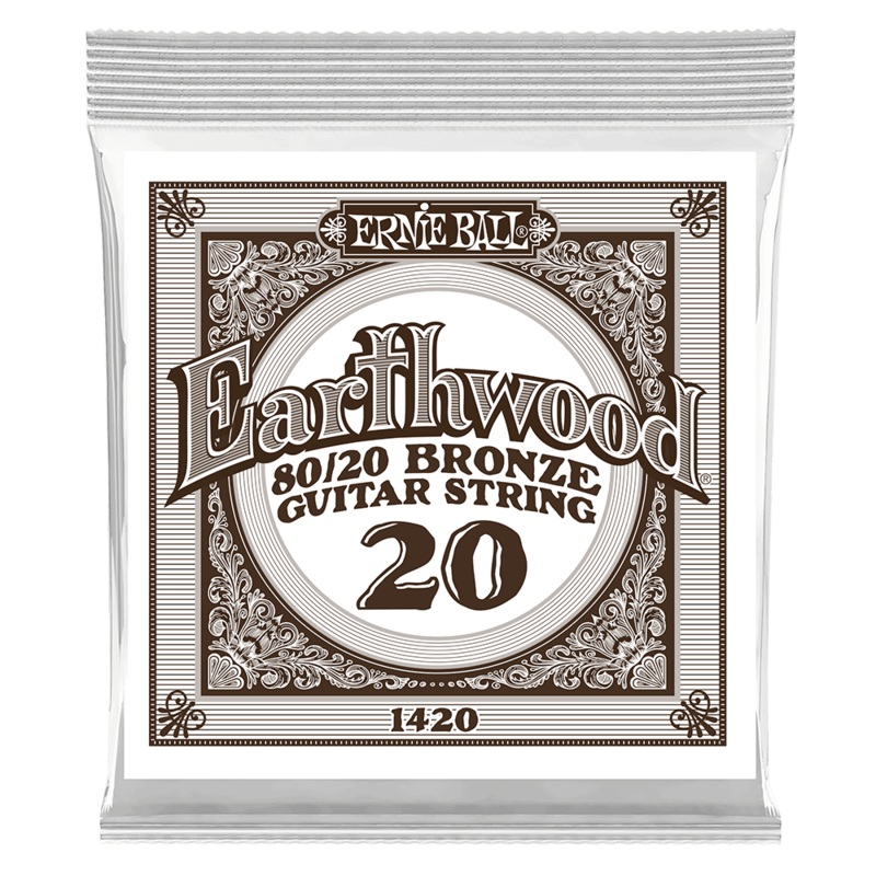 Ernie Ball 1420EB 6-Pack Earthwood 80/20 Bronze Acoustic Guitar Strings – 0.020