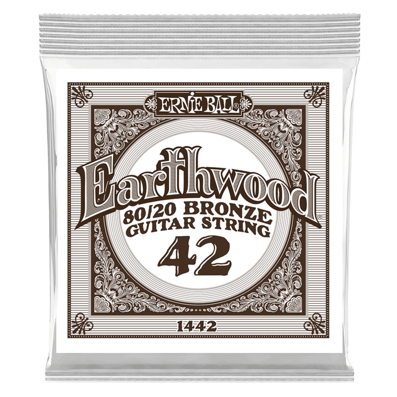 Ernie Ball 1442EB 6-Pack Earthwood 80/20 Bronze Acoustic Guitar Strings – 0.042