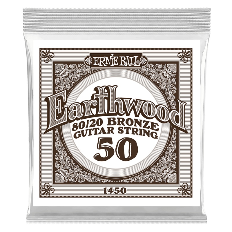Ernie Ball 1450EB 6-Pack Earthwood 80/20 Bronze Acoustic Guitar Strings – 0.050
