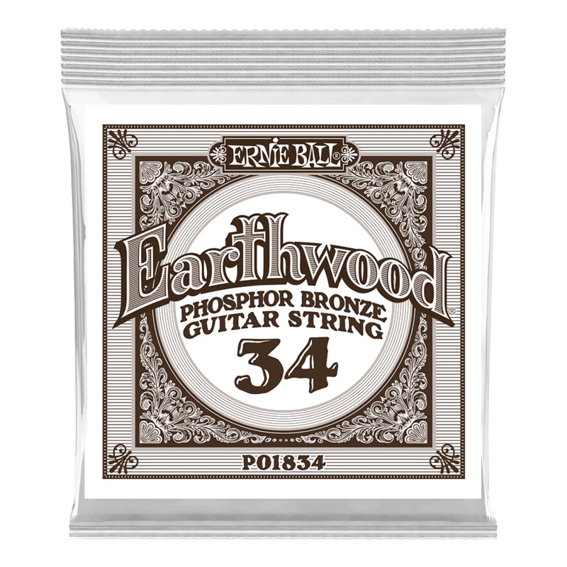 Ernie Ball 1834EB 6-Pack Earthwood Phosphor Bronze Acoustic Guitar Strings – 0.034