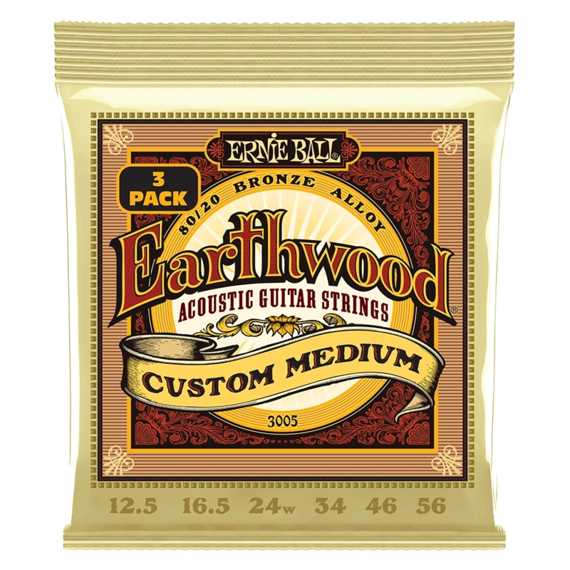 Ernie Ball 3005EB Earthwood Medium Acoustic Guitar Strings (3 Pack)