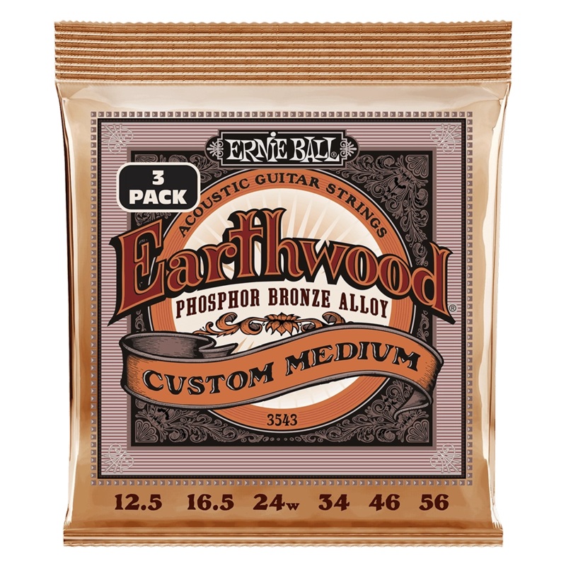 Ernie Ball 3543EB Custom Medium Acoustic Guitar Strings (3 Pack)