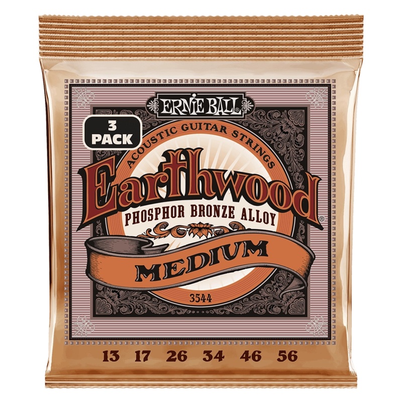 Ernie Ball 3544EB Medium Phosphor Bronze Acoustic Strings (3 Pack)